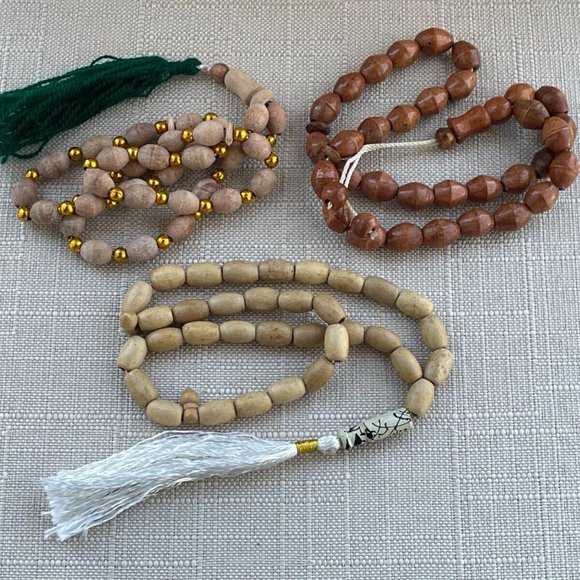 Pray Tasbeeh Lot of 3 Prayer Beads Islamic Religious Beads Handmade Wood - Picture 1 of 10